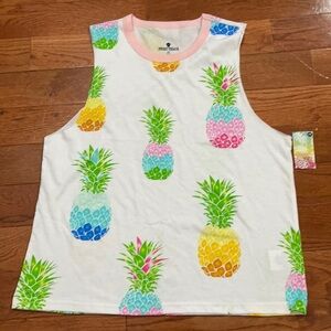 NWT super cute pineapple sleeveless tshirt S/M